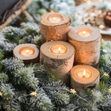 Smokey Birch Log Tea Candle Holders