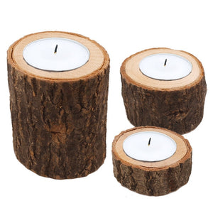 Smokey Birch Log Tea Candle Holders