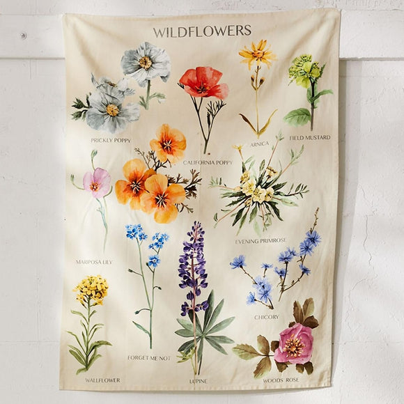 Botanical Wildflower Tapestry Wall Hanging