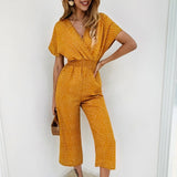 Dotted V-Neck Jumpsuit